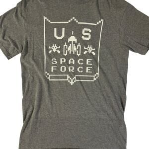 US Space Force Space Invaders Galaga Funny Gray T Shirt Small